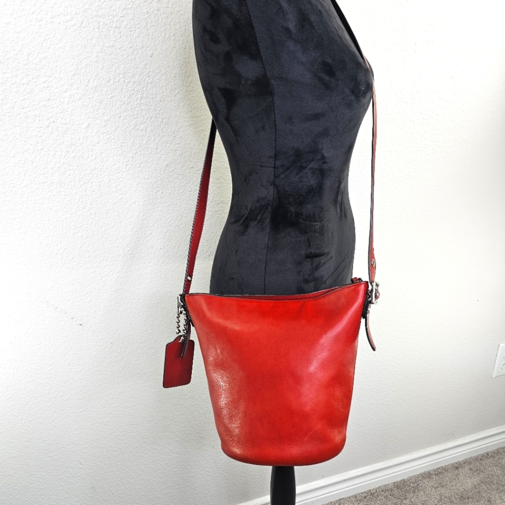Coach Bleecker Sport Mini Duffle Bucket Red Purse With COA